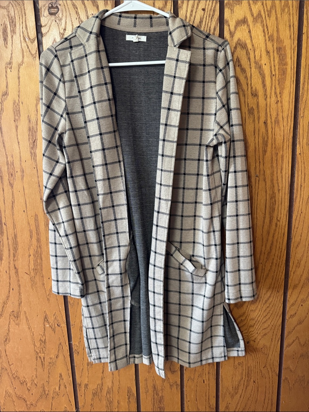 Maurices Beige Plaid Open Blazer Jacket
